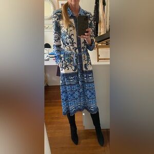 Hale Bob midi long sleeve button up shirt dress